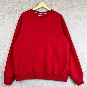 Eddie Bauer Red Spell Out logo Sweatshirt Men's Size Large‎ Pullover
